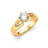 White CZ High-Polish Engagement Ring in 14K Gold