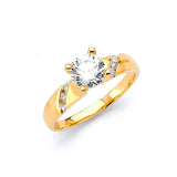 White CZ High-Polish Engagement Ring in 14K Gold