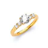 White CZ High-Polish Engagement Ring in 14K Gold
