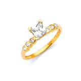 White CZ Pave Engagement Ring in 14K Gold