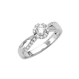 White CZ Pave Engagement Ring in 14K White Gold