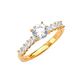 White CZ Pave Engagement Ring in 14K Gold