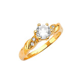 White CZ High-Polish Engagement Ring in 14K Gold