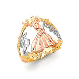 Ladies Ring in 14K Tri-Color Gold