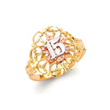 Ladies Ring in 14K Tri-Color Gold