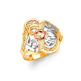 Ladies Ring in 14K Tri-Color Gold