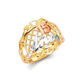 Ladies Ring in 14K Tri-Color Gold