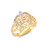 Tiara Ladies Ring in 14K Tri-Color Gold