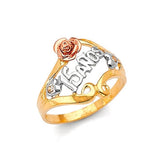Ladies Ring in 14K Tri-Color Gold