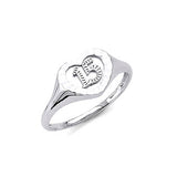 Heart Ladies Ring in 14K White Gold