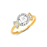 White CZ Ladies Ring in 14K Two-Tone Gold