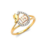 White CZ Ladies Ring in 14K Two-Tone Gold