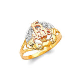 White CZ Ladies Ring in 14K Tri-Color Gold