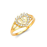 White CZ Ladies Ring in 14K Gold