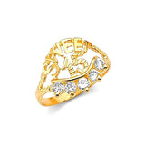 White CZ Ladies Ring in 14K Gold