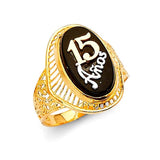 Onyx Ladies Ring in 14K Two-Tone Gold