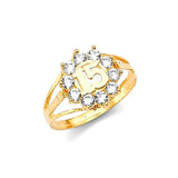 White CZ Ladies Ring in 14K Gold