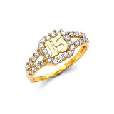 White CZ Ladies Ring in 14K Gold