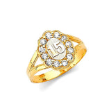 White CZ Ladies Ring in 14K Gold