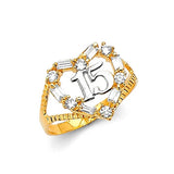 White CZ Ladies Ring in 14K Two-Tone Gold