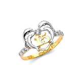 White CZ Ladies Ring in 14K Two-Tone Gold