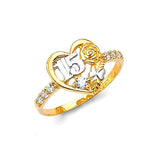 White CZ Ladies Ring in 14K Two-Tone Gold