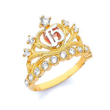 White CZ Tiara Ladies Ring in 14K Gold