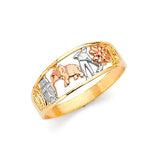 Lucky Charm Ladies Ring in 14K Tri-Color Gold