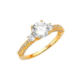 White CZ Pave Engagement Ring in 14K Gold