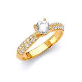 White CZ Pave Engagement Ring in 14K Gold