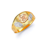 Flower Ladies Ring in 14K Tri-Color Gold
