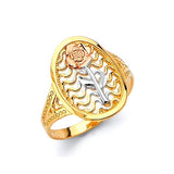 Flower Ladies Ring in 14K Tri-Color Gold