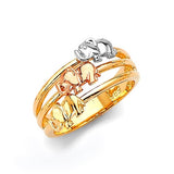 Elephant Ladies Ring in 14K Tri-Color Gold