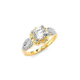 White CZ Kids Ring in 14K Two-Tone Gold