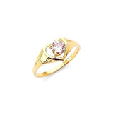 Pink CZ Kids Ring in 14K Gold