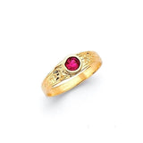 Red CZ Kids Ring in 14K Gold