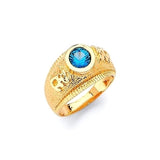 Blue CZ Kids Ring in 14K Gold