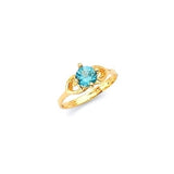 Blue CZ Kids Ring in 14K Gold
