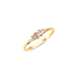 Pink & White CZ Kids Ring in 14K Gold