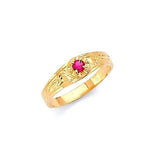 Red CZ Kids Ring in 14K Gold