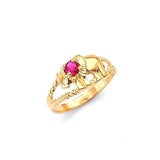 Red CZ Elephant Kids Ring in 14K Gold
