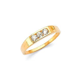 White CZ Three-Stone Kids Ring in 14K Gold