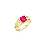 Red CZ Kids Ring in 14K Gold