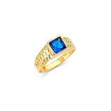 Blue CZ Kids Ring in 14K Gold