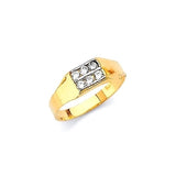 White CZ Kids Ring in 14K Two-Tone Gold