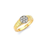 White CZ Kids Ring in 14K Two-Tone Gold