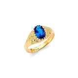Blue CZ Kids Ring in 14K Gold