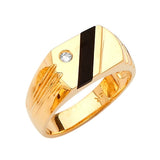 White CZ and Onyx Mens Ring in 14K Gold