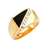 White CZ and Onyx Mens Ring in 14K Gold