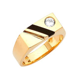 White CZ and Onyx Mens Ring in 14K Gold